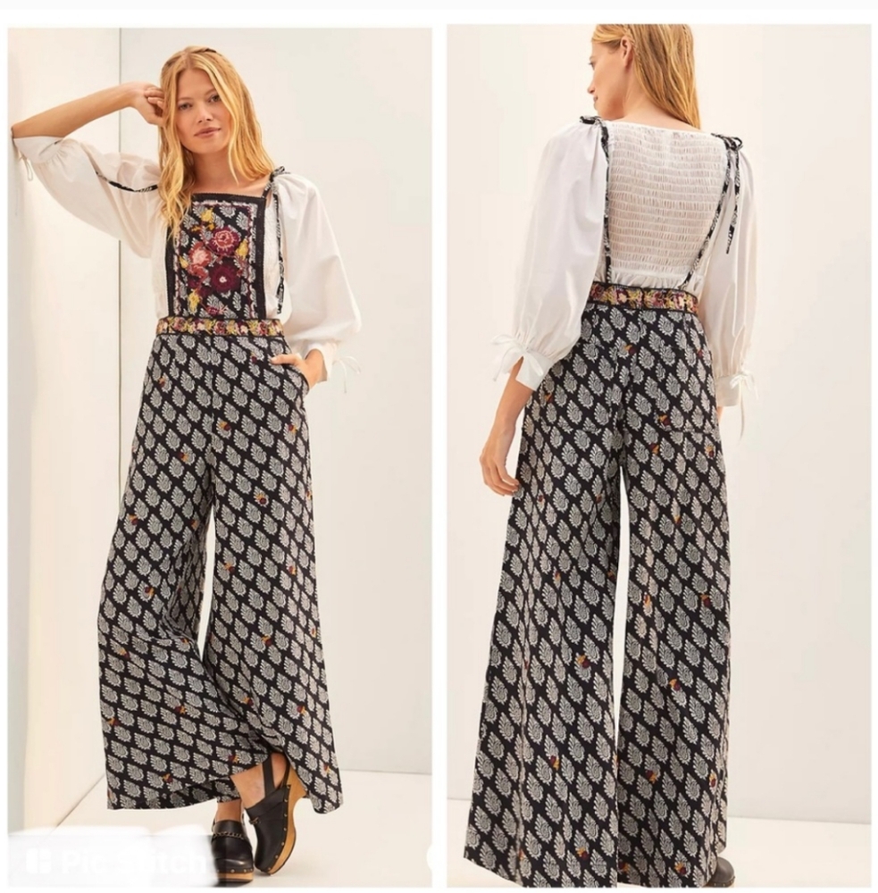 Anthropologie Embroidered Wide Leg Jumpsuit - Picture 2 of 16
